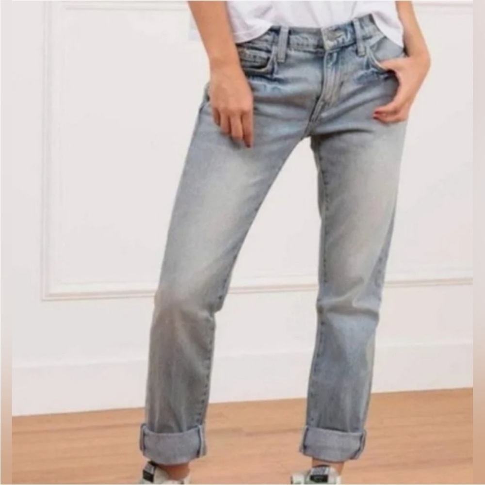 Current/Elliott The Fling Jean 24 Boyfriend Bleached Out Navy Grunge Baggy